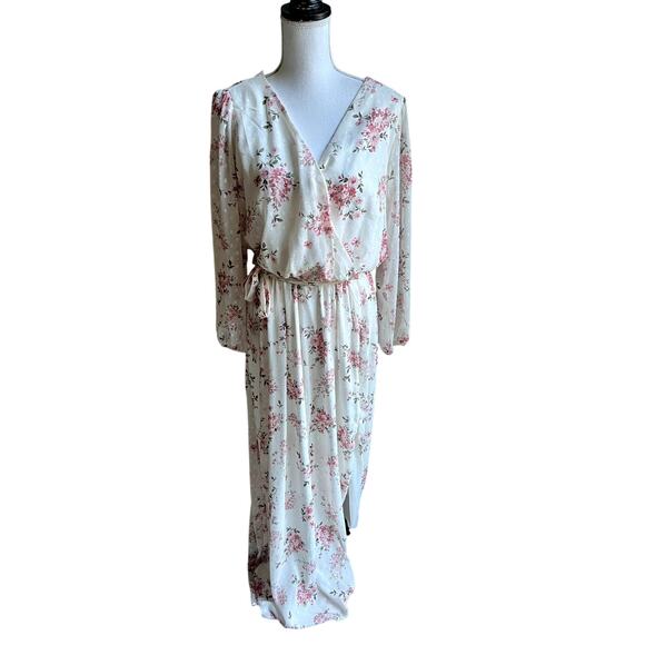 Premier Amour floral chiffon wrap maxi party dress size 14 - Picture 1 of 6